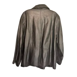 Outbrook Size 1X Vintage Collared Black Leather Zip-Up Jacket Coldwater Creek thumbnail 7