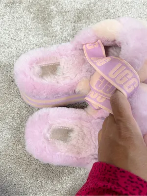UGG Women’s Disco Stripe Combo Fluff Primrose Pink Slide Flatform 7 thumbnail 11