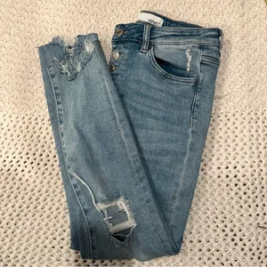 Vervet Jeans Womens Size 29 Blue Denim Stretch Distressed Skinny Leg Button Fly thumbnail 2