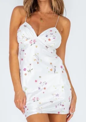 Princess Polly White Floral Mini Dress thumbnail 1