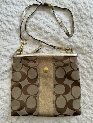 Coach Monogram Crossbody Bag brown tan gold thumbnail 1