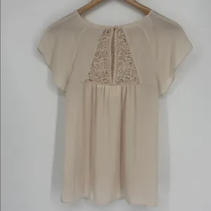 Maeve Cream Floral Lace Flutter Sleeve Semi-Sheer Blouse Women’s Size 4 in EUC! thumbnail 7