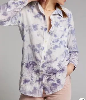 Anthropologie Pilcro Embroidered Cate Classic Buttondown XS New With Tags thumbnail 1
