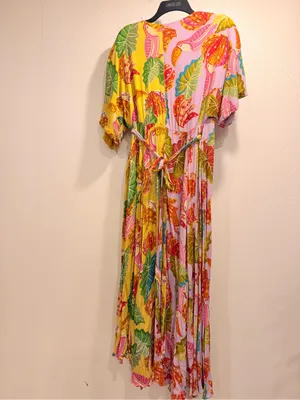 Farm Rio Beaks & Bananas Maxi Wrap Dress Tropical Vacation Midi Size M thumbnail 4