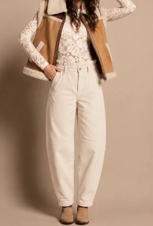 American Eagle Barrel Corduroy Pants 8 Cream thumbnail 1