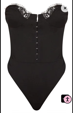Pretty Little Thing Black Corset Bodysuit thumbnail 3