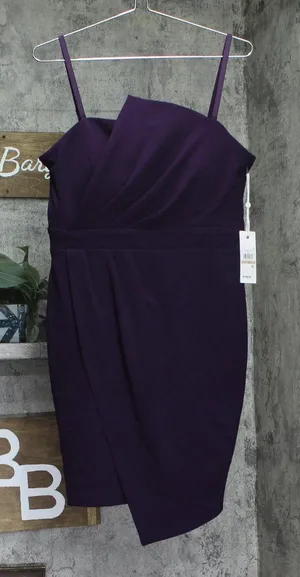 Siena Womens Side-Gathered Dress Removable Straps SATP1607 Plum Purple 12 thumbnail 1