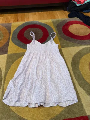 Aerie Purple White Very Mini Short Sundress Ruffle Spaghetti Straps Size Small thumbnail 3