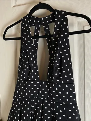 ZARA Black Polka Dot Halter Mini Dress - Women's Summer Dress thumbnail 4