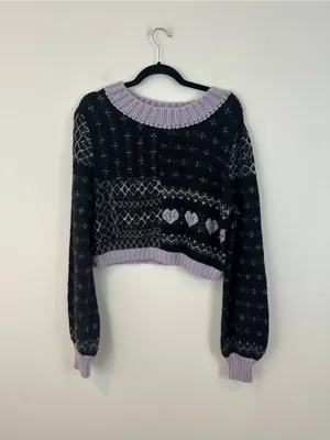 Free People Women's Snow Globe Pullover Sweater Onyx Combo Medium thumbnail 2