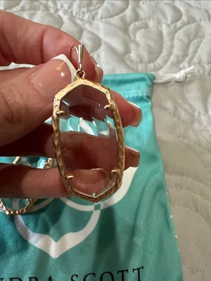 Kendra Scott “Ella” Drop Gold-Tone Clear Faceted Drop Earrings with Pouch thumbnail 4