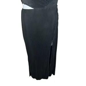 Hello Molly Black One Shoulder Cut Out Midi Dress Wedding Party Slit Bodycon thumbnail 8