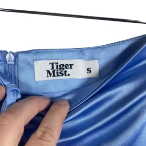 Tiger Mist Womens S Baby Blue Satin Ruched Drawstring Micro Mini Skirt Y2K thumbnail 4