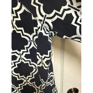 Crown Ivy Beach Navy White Quatrefoil Quarter‎ Zip Pullover L Preppy Coastal Top thumbnail 3