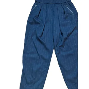 Free People dark gray pinstripe trouser pull on pants zip‎ pockets XS thumbnail 7