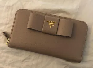 Prada Saffiano Ribbon Bow Zip Around Wallet thumbnail 3