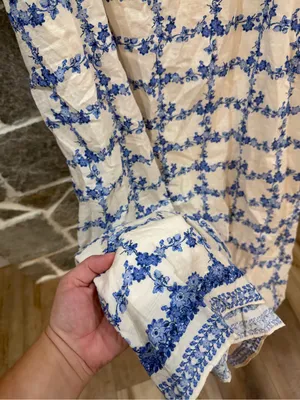 Max Studio NWT Blue Floral Boho Maxi Dress XL Built In Shelf Bra thumbnail 4