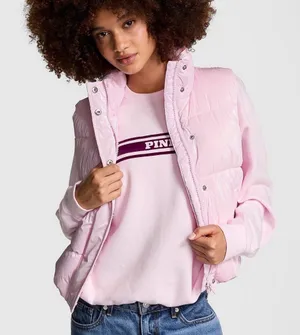 Victoria’s Secret PINK "High Shine Marshmallow Puffer Vest NWOT thumbnail 1