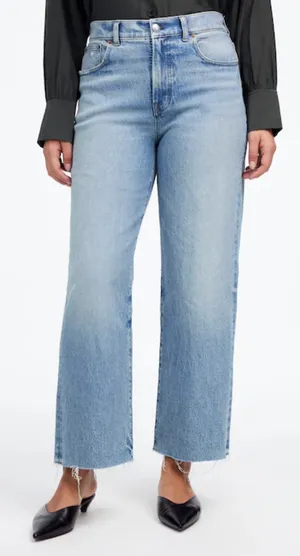 Madewell The Perfect Vintage High Rise Wide Leg Crop Jeans Blue 26 thumbnail 1