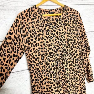 Rails Bella Jaguar Long Sleeve Leopard Print Shirt Dress Tie Waist Size Medium thumbnail 6