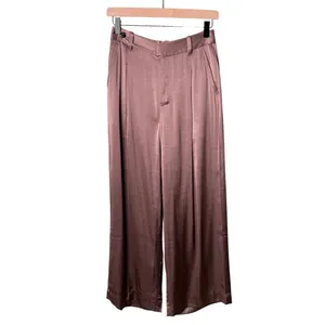 NWT Madewell The Harlow Wide Leg Pant in Satin Iced Mocha Brown Pink Size 00 thumbnail 6