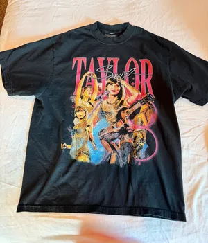 Taylor Swift Graphic Tee Large Black Eras Tour Style Concert Shirt 100% Cotton thumbnail 1