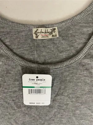 Free People intimately Heather Grey Ribbed Racerback Cropped Tank Top Size L thumbnail 3
