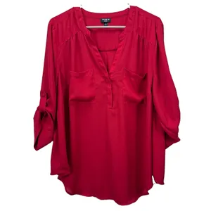 Torrid Harper Red Georgette 3/4 Sleeve Pullover Blouse Size‎ 1X Office Teacher thumbnail 5