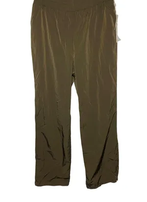 Good American Wide Leg Track Pants MEDIUM Mocha Pull On Casual Athletic Gym thumbnail 3