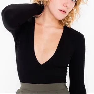 American Apparel Black Long Sleeve Crop Top thumbnail 1