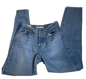LEVIS Wedgie Light Wash Jeans Button Fly 25 Raw‎ Hem Straight Leg thumbnail 1