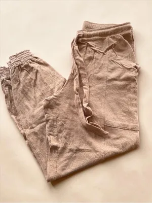 Aerie Tan Jogger Sweatpants Small Cozy Lounge Pants Drawstring Casual thumbnail 3