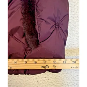 Chicos Vest Womens 2/Large Purple Quilted Fur Trim‎ Snap Winter NEW thumbnail 9