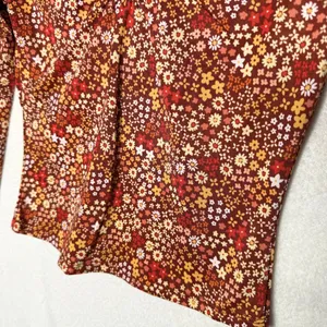 Planet Gold Floral Long Sleeve Criss Cross Crop Top Burnt Henna Medium Bohemian thumbnail 4