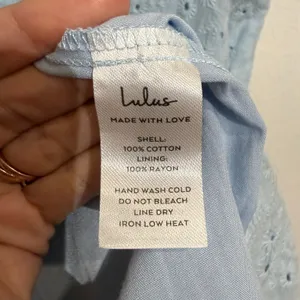 Lulus Light Blue Modern Romantic Eyelet Embroidered Cotton Mini Dress Sz S thumbnail 6