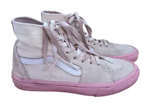 Vans Women's Sk8 Hi Tapered Sneakers Cream & Pink Size Men's 7.5 Women's 9 thumbnail 1