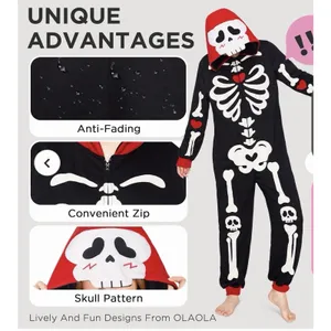 Halloween Skeleton Glow In The Dark Pajamas Plush Size Small thumbnail 4