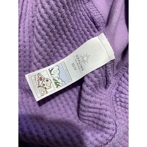 Offline by Aerie Purple Waffle Knit V Neck Long Sleeve Thumbhole Top XS thumbnail 6