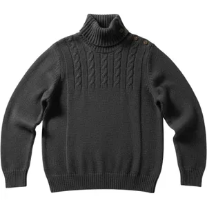 J.Crew Womens XL Charcoal Gray Cable Knit Mock Neck Shoulder‎ Button Sweater thumbnail 1