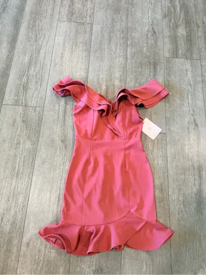 Hello Molly One-Shoulder Ruffle Bodycon Dress in Rose thumbnail 6