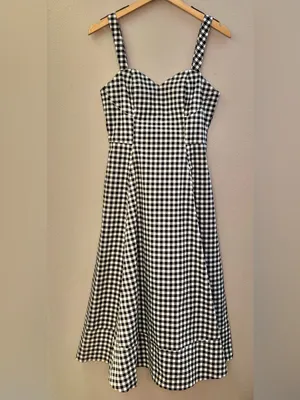 NWT Avec Les Filles Gingham Check Fit and Flare Sweetheart Dress thumbnail 10