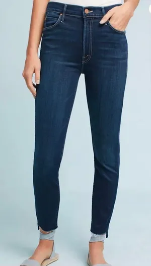 MOTHER Denim Jeans Skinny Looker Ankle Fray thumbnail 1