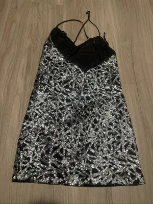 ALI & JAY Black and Silver Sequin Strapless Slip Dress thumbnail 3