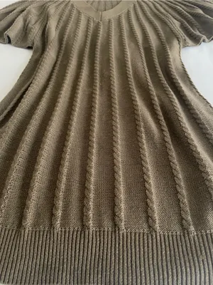 Calvin Klein Cable Knit Pleated Butterfly Sleeve Dress - Like New thumbnail 6