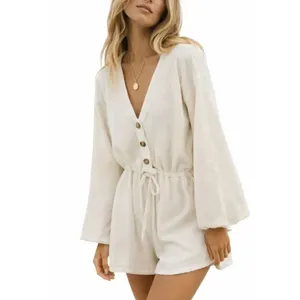 Sabo Skirt white vneck long sleeve button front romper size xs thumbnail 9