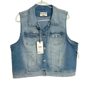 Wallflower Faded Denim Jean Vest Button Front Medium Wash NWT Womens 2X thumbnail 1