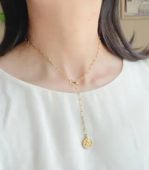 Handmade gold tone stainless steel Angel cherub goth cute chic chain necklace👼💗 thumbnail 5
