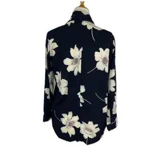 Sienna Sky Sz Medium Light Weight Open Front Blazer Jacket Navy and White Floral thumbnail 4