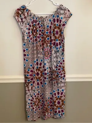 Ellen Tracey Brown Multi Color Cap Sleeve Ruffle Dress Extra Small thumbnail 2