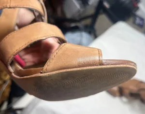 Aldo Strappy Gladiator Stacked Block Heel Leather Sandals Cognac Sz 9 thumbnail 10
